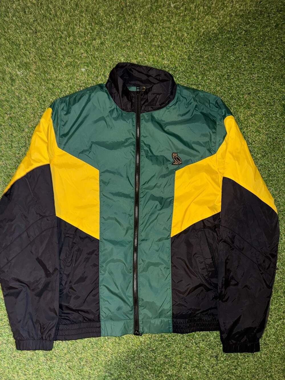 OVO Track Jacket Extra Large Green Yellow Black Windbreaker Full Zip